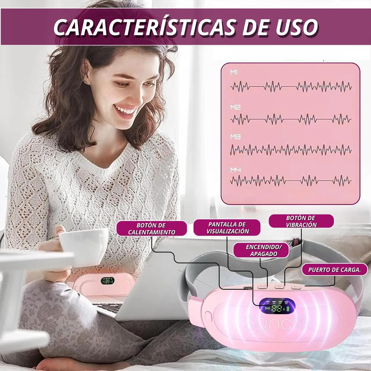 CINTURÓN TÉRMICO PRO PARA CÓLICOS MENSTRUALES PORTÁTIL RECARGABLE