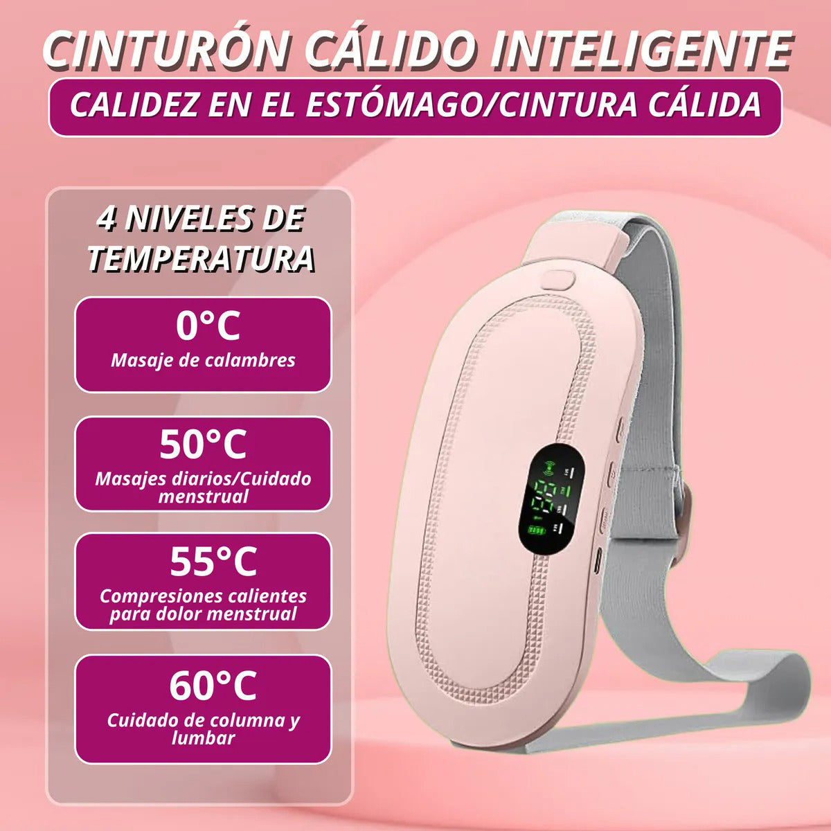 CINTURÓN TÉRMICO PRO PARA CÓLICOS MENSTRUALES PORTÁTIL RECARGABLE
