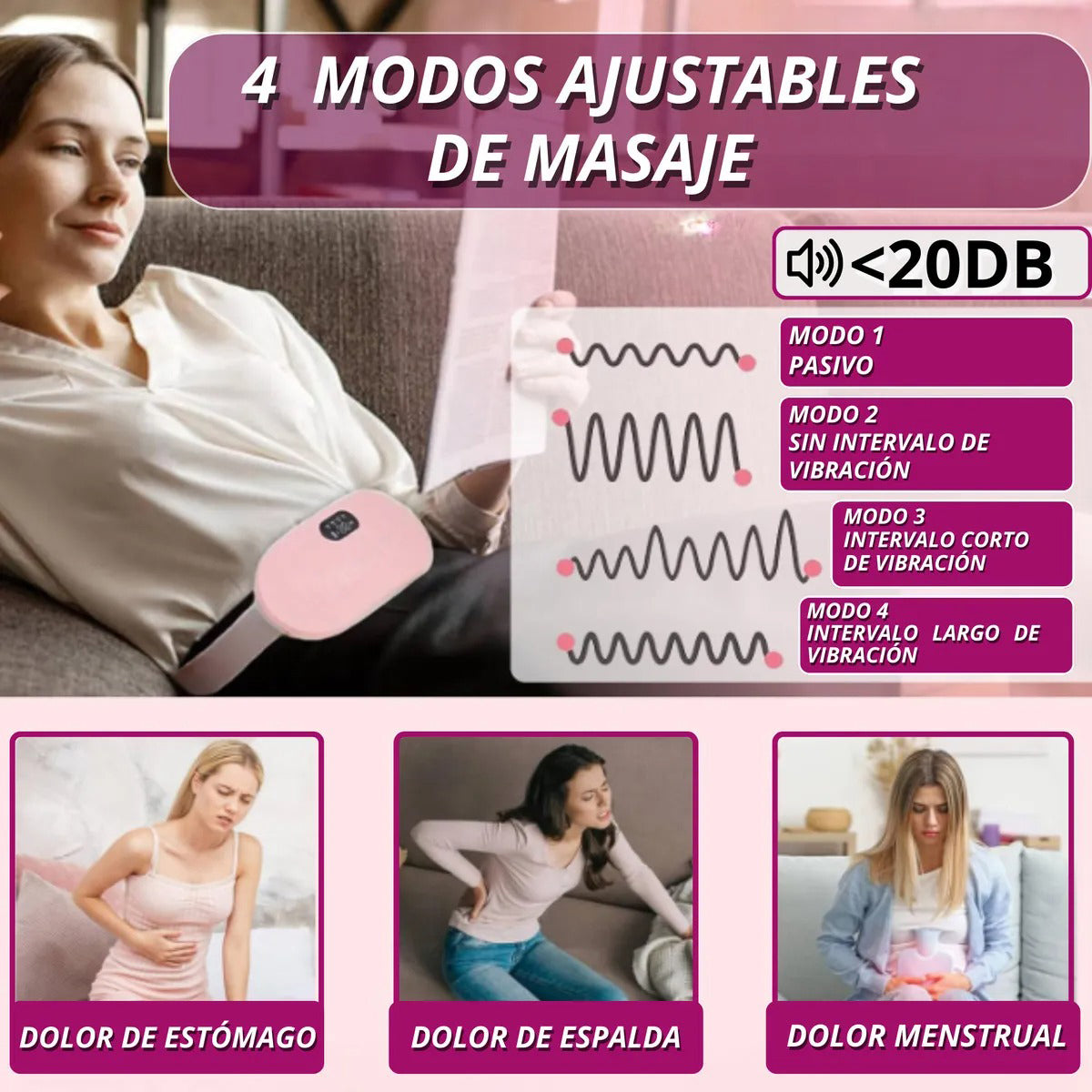 CINTURÓN TÉRMICO PRO PARA CÓLICOS MENSTRUALES PORTÁTIL RECARGABLE