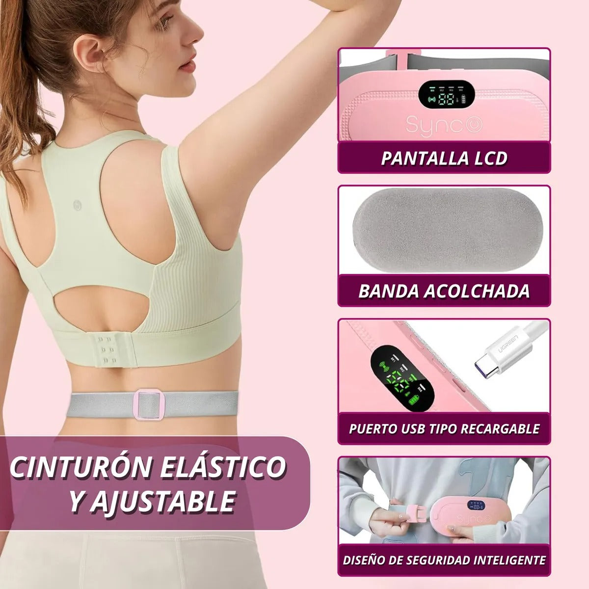 CINTURÓN TÉRMICO PRO PARA CÓLICOS MENSTRUALES PORTÁTIL RECARGABLE