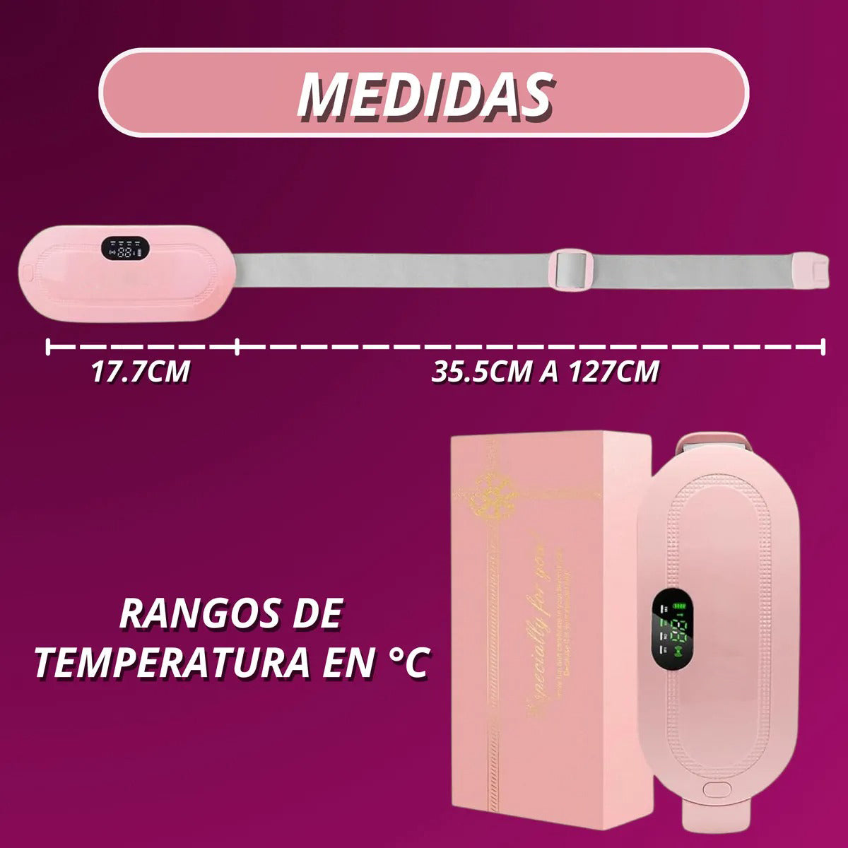 CINTURÓN TÉRMICO PRO PARA CÓLICOS MENSTRUALES PORTÁTIL RECARGABLE