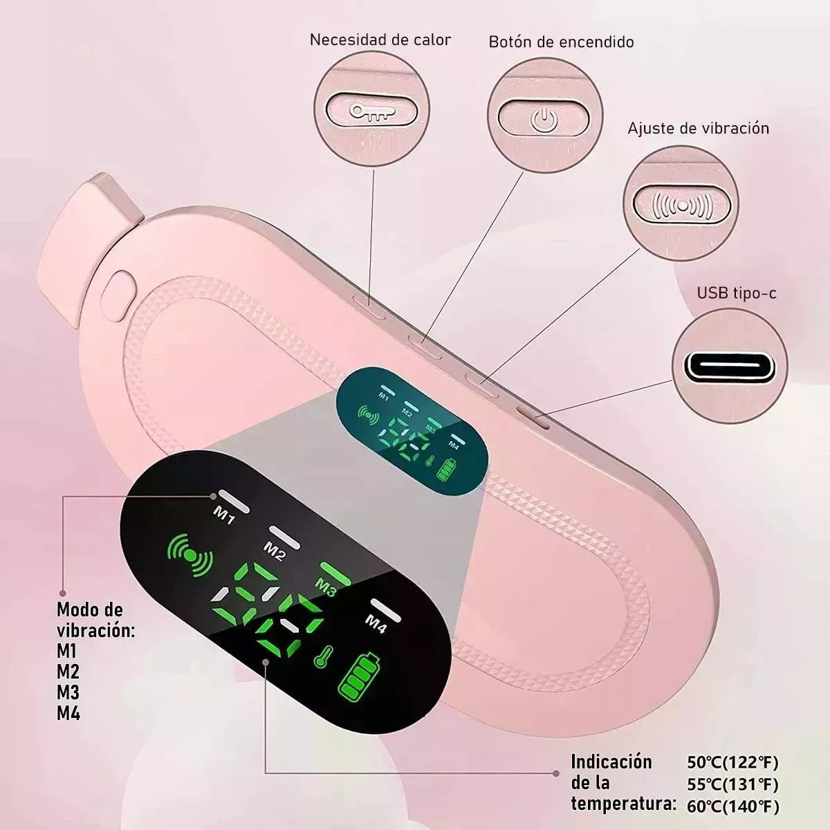 CINTURÓN TÉRMICO PRO PARA CÓLICOS MENSTRUALES PORTÁTIL RECARGABLE